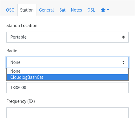 cloudlog radio selection dialog