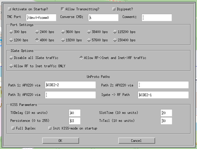 Xastir Serial TNC settings