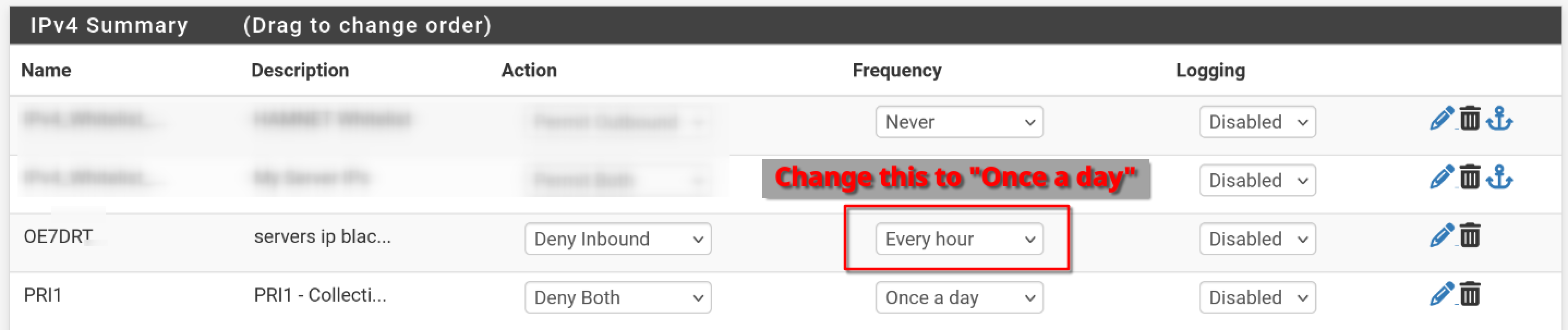 pfBlockerNG settings of blacklisted IPs