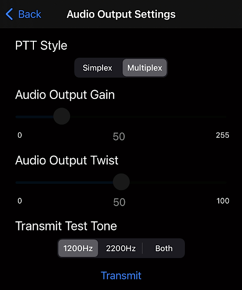 output settings