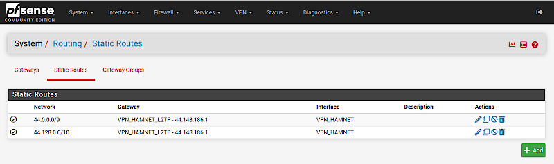 screenshot showing routes setup