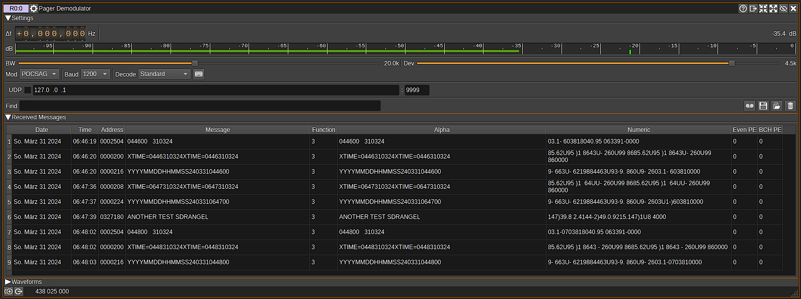 Example of the decode in SDRAngel